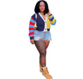 Women's Autumn Winter Fashion Striped Long Sleeve Cardigan Sweater Coat
