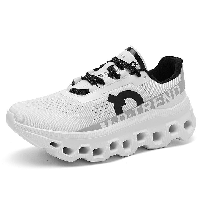 Breathable Mesh Running Shoes for Men with Shock Absorption and Flyknit Upper - Athletic Sneakers