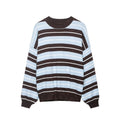 Hooded contrasting striped knitted sweater