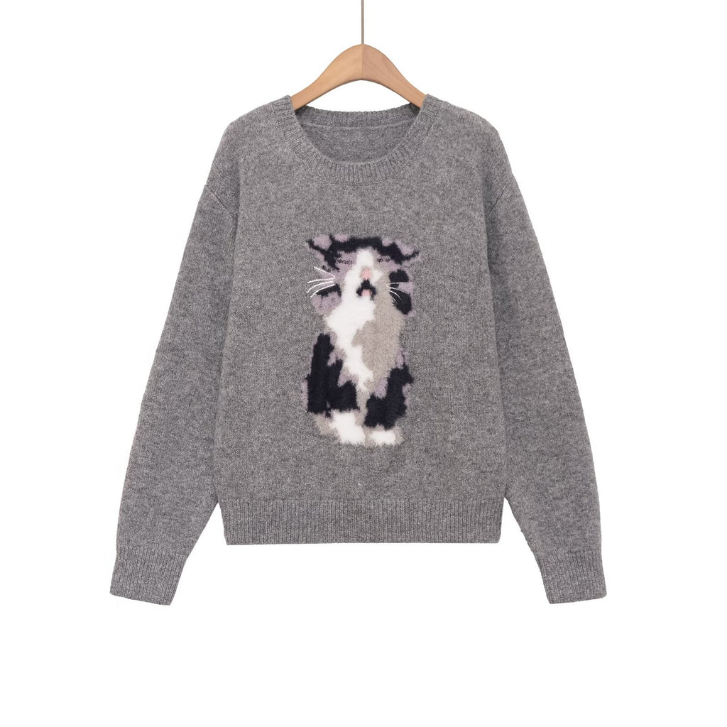 Handmade Jacquard Round Neck Knitted Shirt for Cats