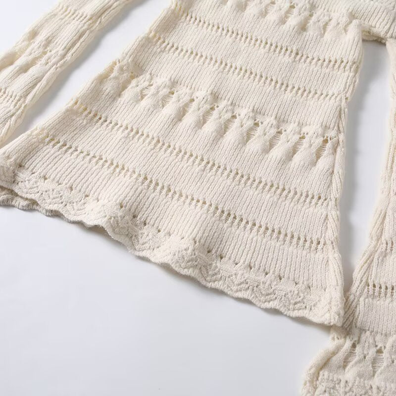 Striped hollowed out one shoulder sweater knitted sweater