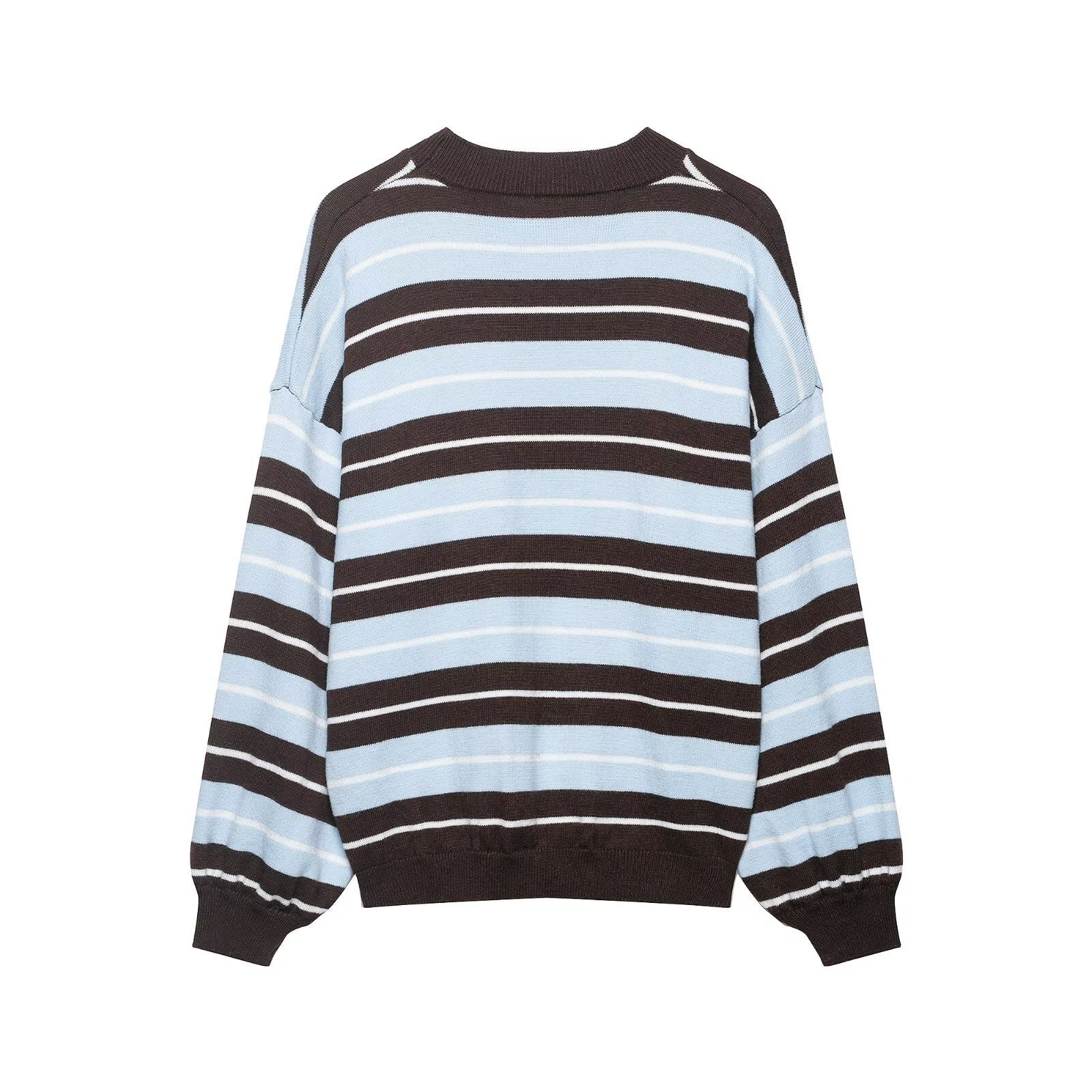 Hooded contrasting striped knitted sweater