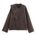Commuter style scarf asymmetrical pullover knit sweater