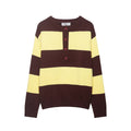 Round neck contrasting striped pullover knit sweater