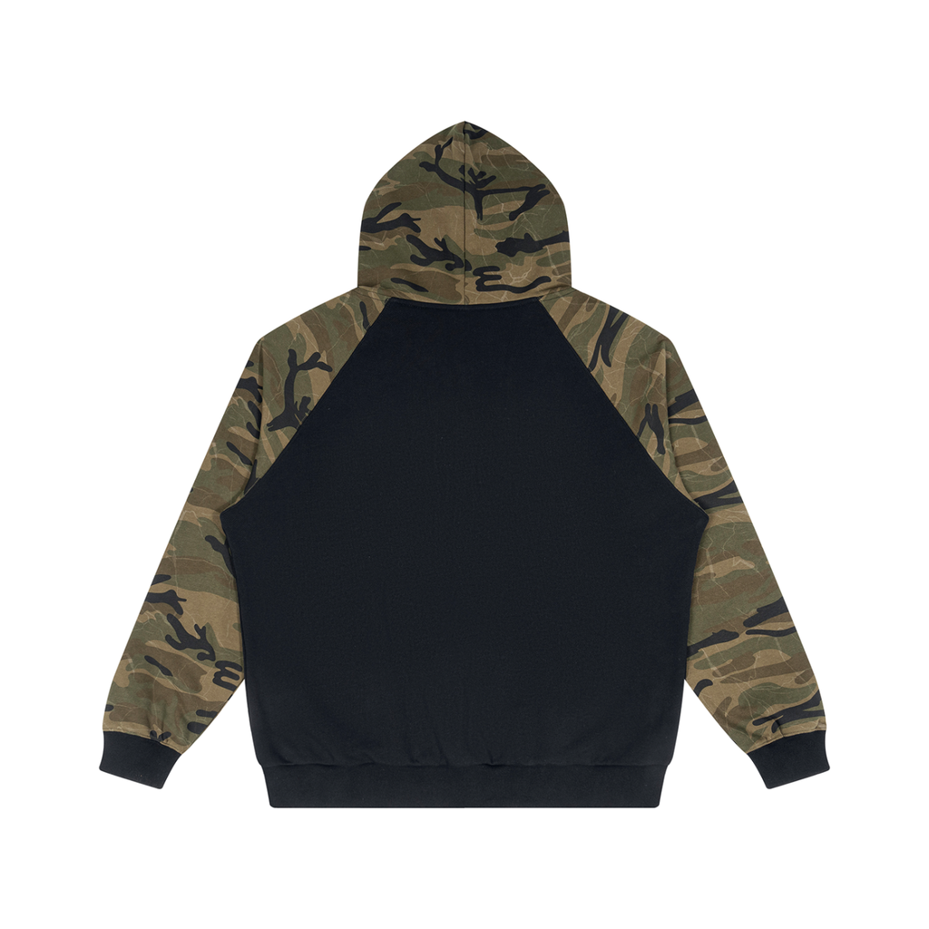 Unisex Camo-Splice Raglan Zip Hoodie