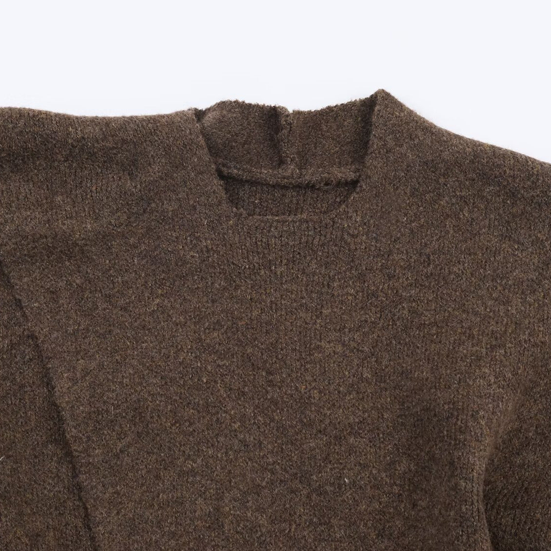 Commuter style scarf asymmetrical pullover knit sweater