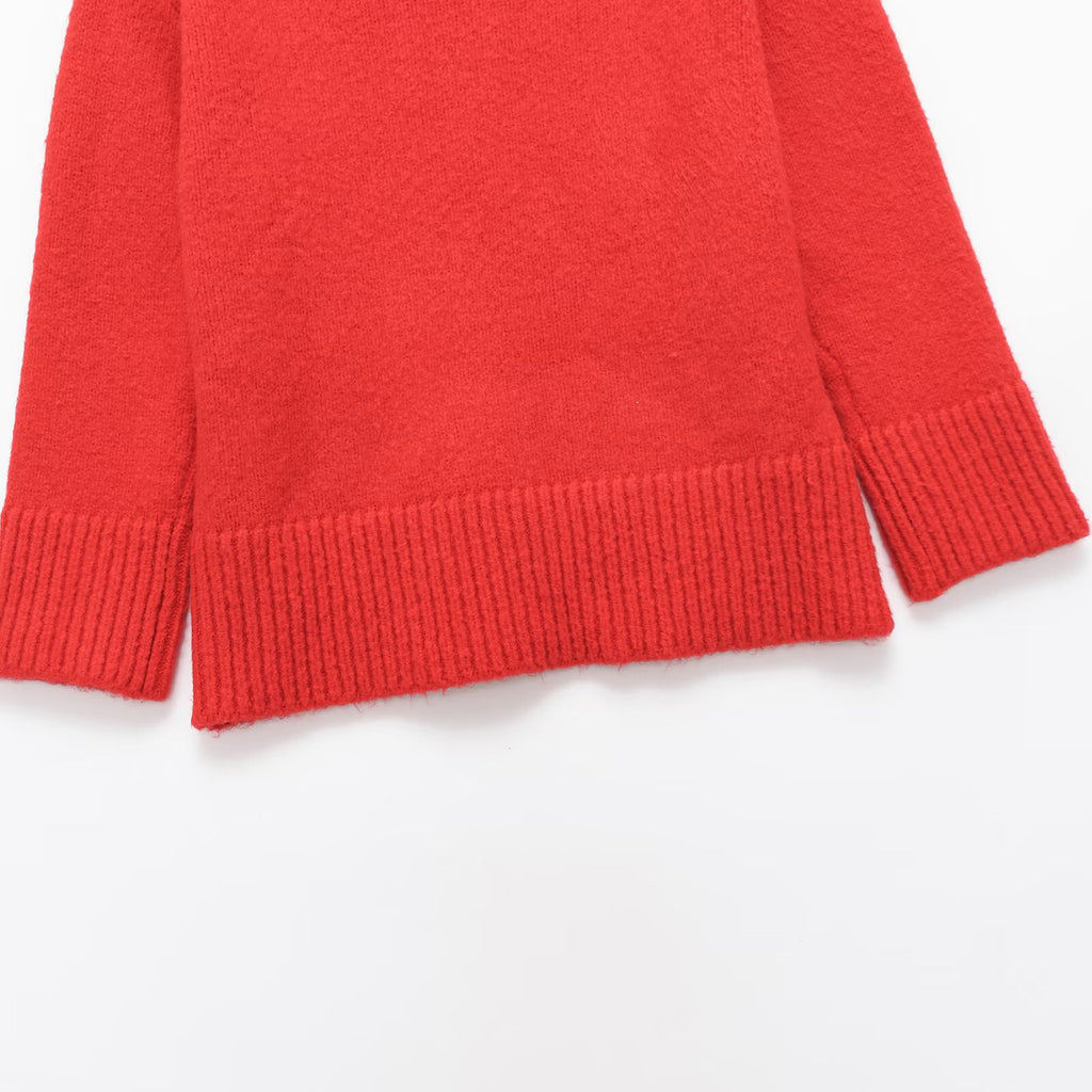 Ship collar loose shoulder pullover knit sweater