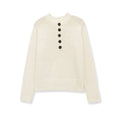 Long sleeved round neck single breasted threaded knit sweater