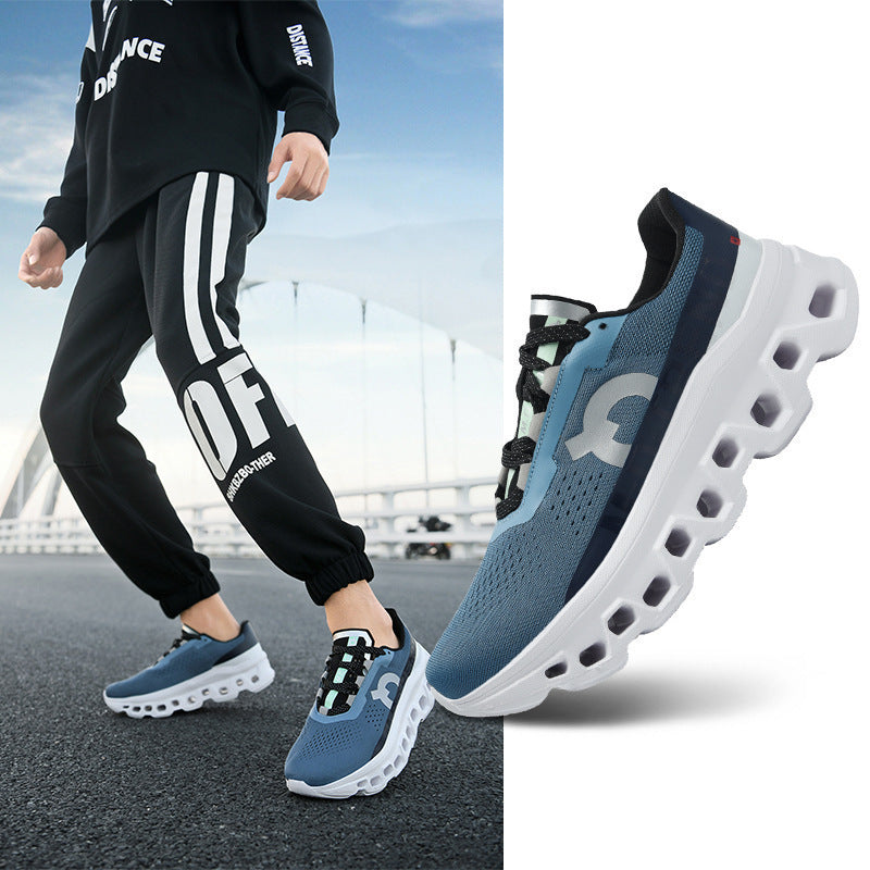 Breathable Mesh Running Shoes for Men with Shock Absorption and Flyknit Upper - Athletic Sneakers