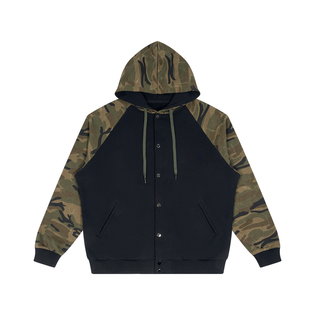 Unisex Camo-Splice Raglan Zip Hoodie