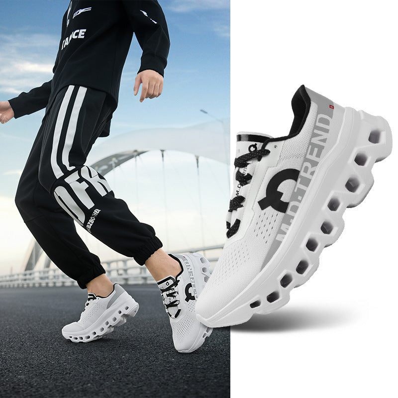 Breathable Mesh Running Shoes for Men with Shock Absorption and Flyknit Upper - Athletic Sneakers