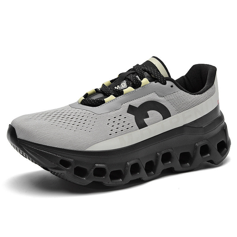 Breathable Mesh Running Shoes for Men with Shock Absorption and Flyknit Upper - Athletic Sneakers