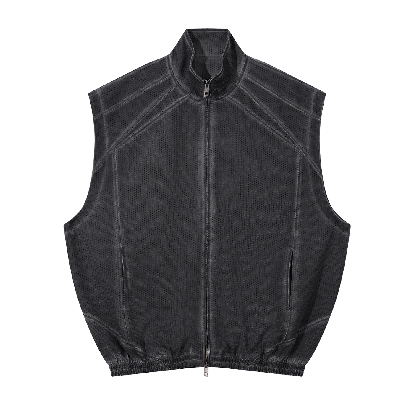 Unisex Vintage Wash Mesh Full-Zip Vest