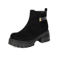Autumn Winter High Heel Thick Sole 40-43 Large Size Side Zipper Suede Low Cuff Ankle Boots