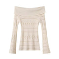 Striped hollowed out one shoulder sweater knitted sweater