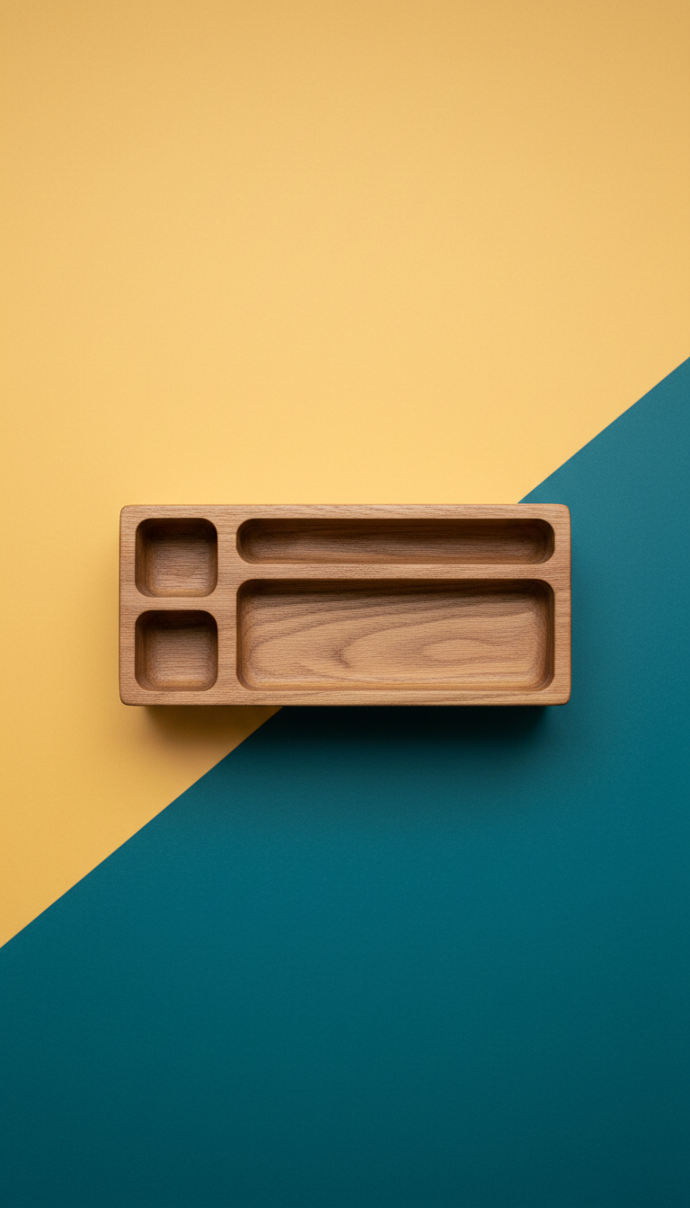 Handmade Wood Desk Organizer with Compartments