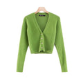 Women's Wholesale Slim Deep V-neck Four-button Front Long Sleeve Cardigan Sweater
