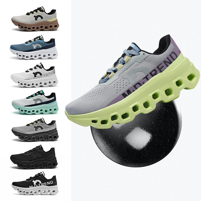 Breathable Mesh Running Shoes for Men with Shock Absorption and Flyknit Upper - Athletic Sneakers