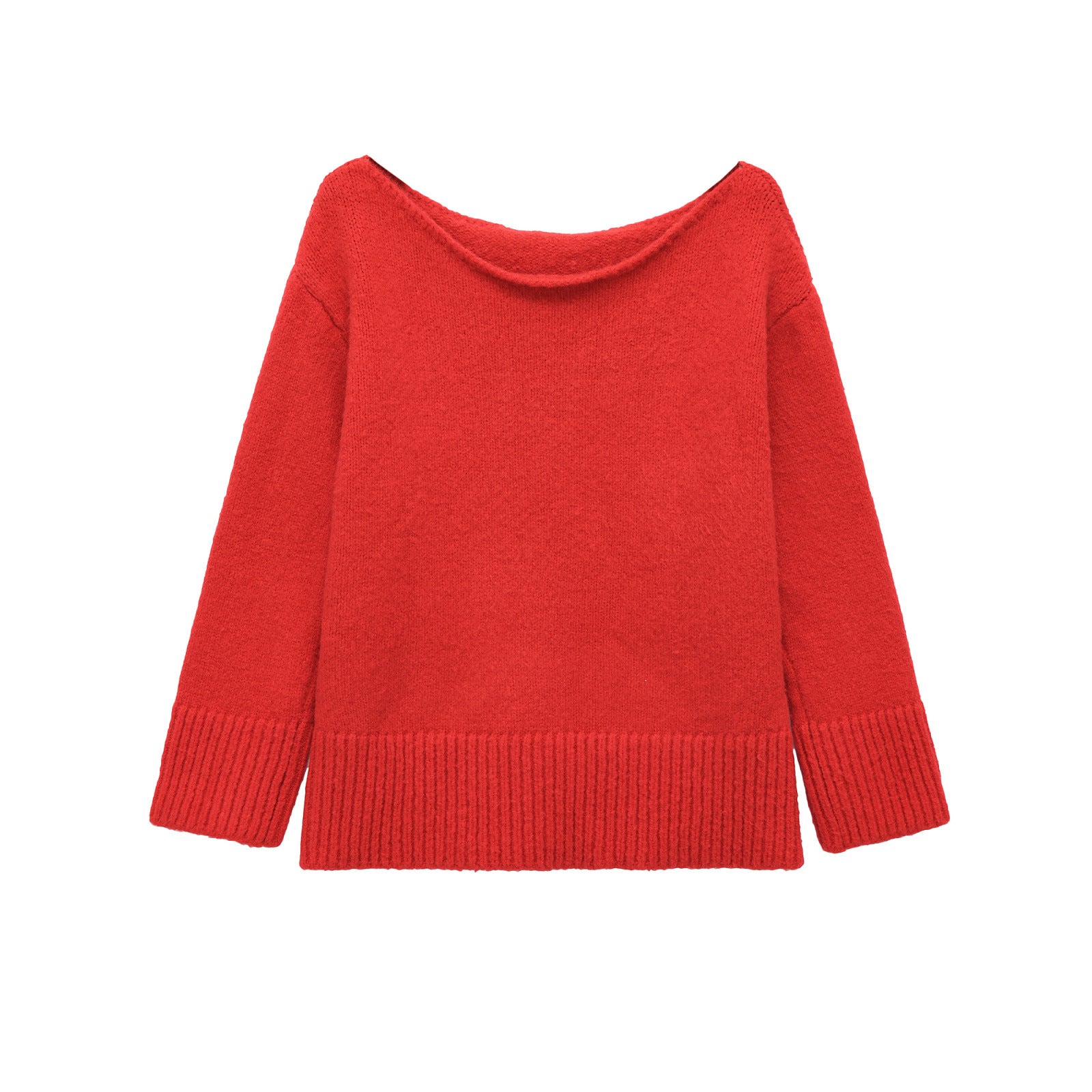Ship collar loose shoulder pullover knit sweater