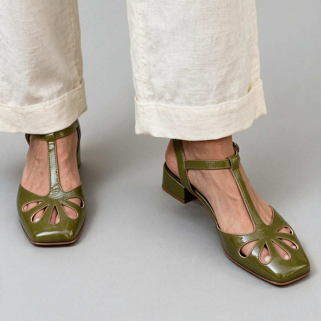 Made to order ships in 3–5 days Retro T-shaped buckle strap Roman hollow sandals for women