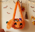 Halloween Plush Creative Party Devil Pumpkin Head Prop Trick-or-Treat Handheld Pumpkin Head Bag