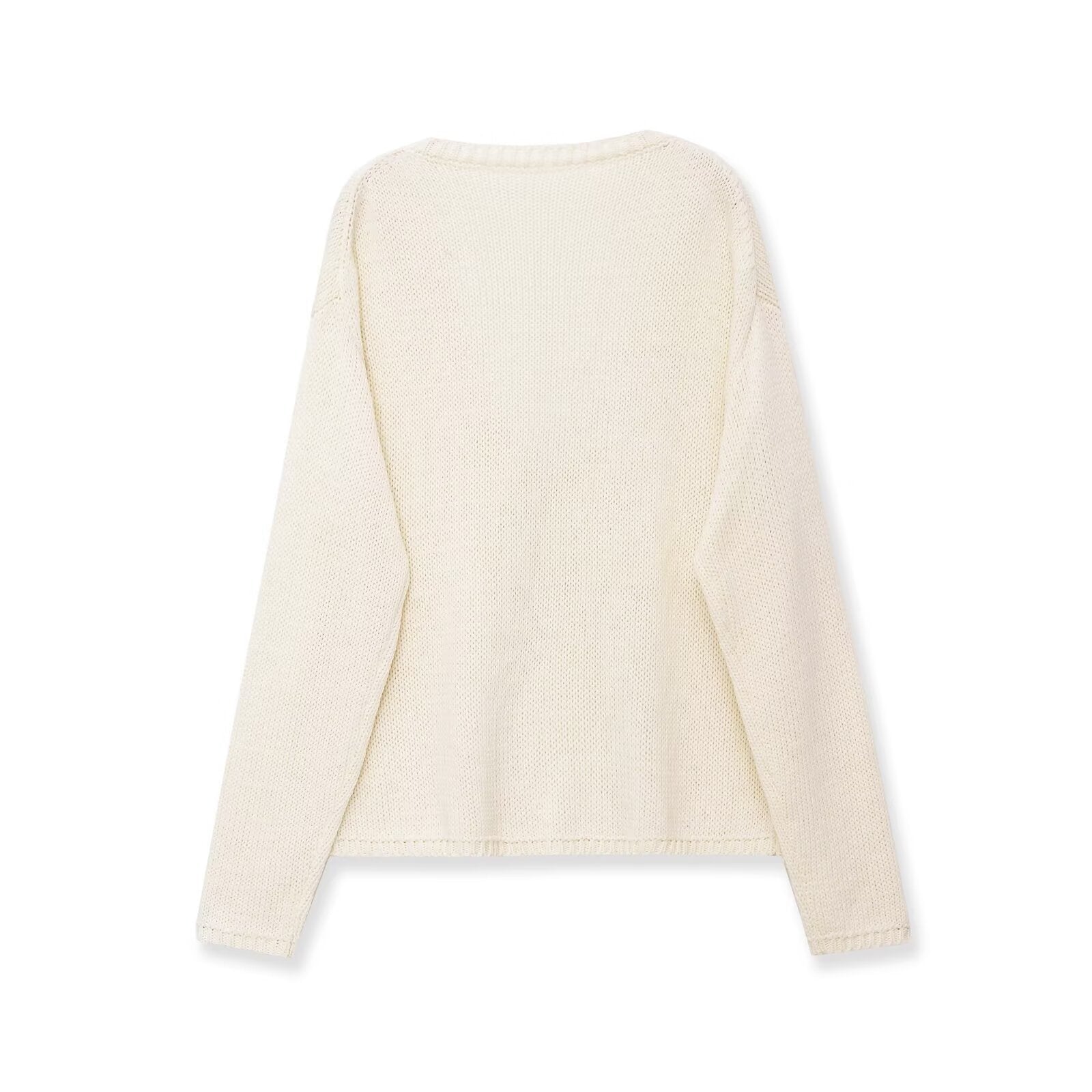 Simple long sleeved V-neck casual knit sweater