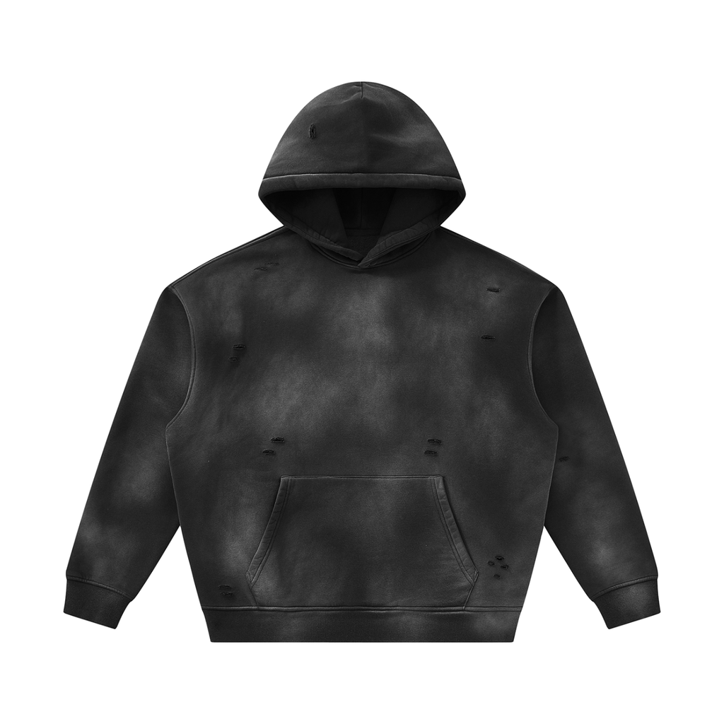 Unisex Sunfade Frayed Fleece Hoodie