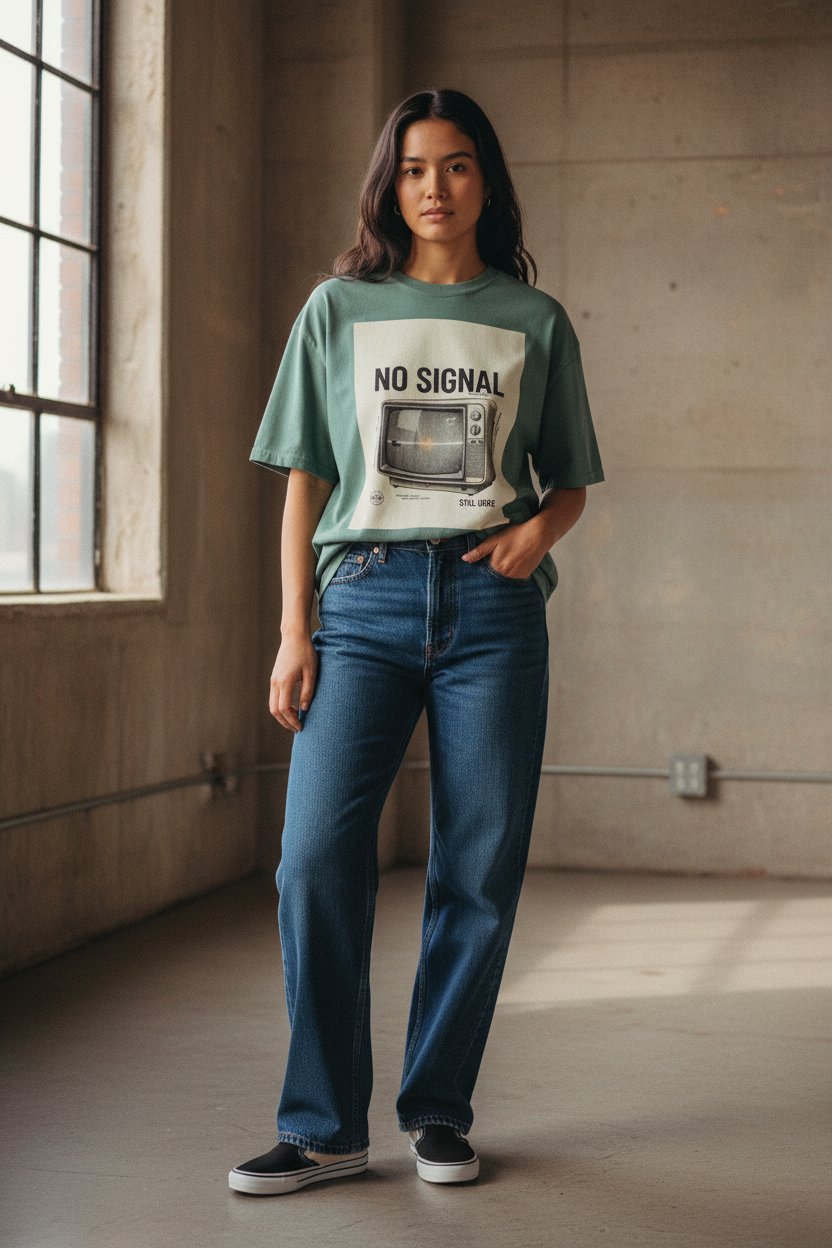 No Signal Tee — Female, Chalky Mint