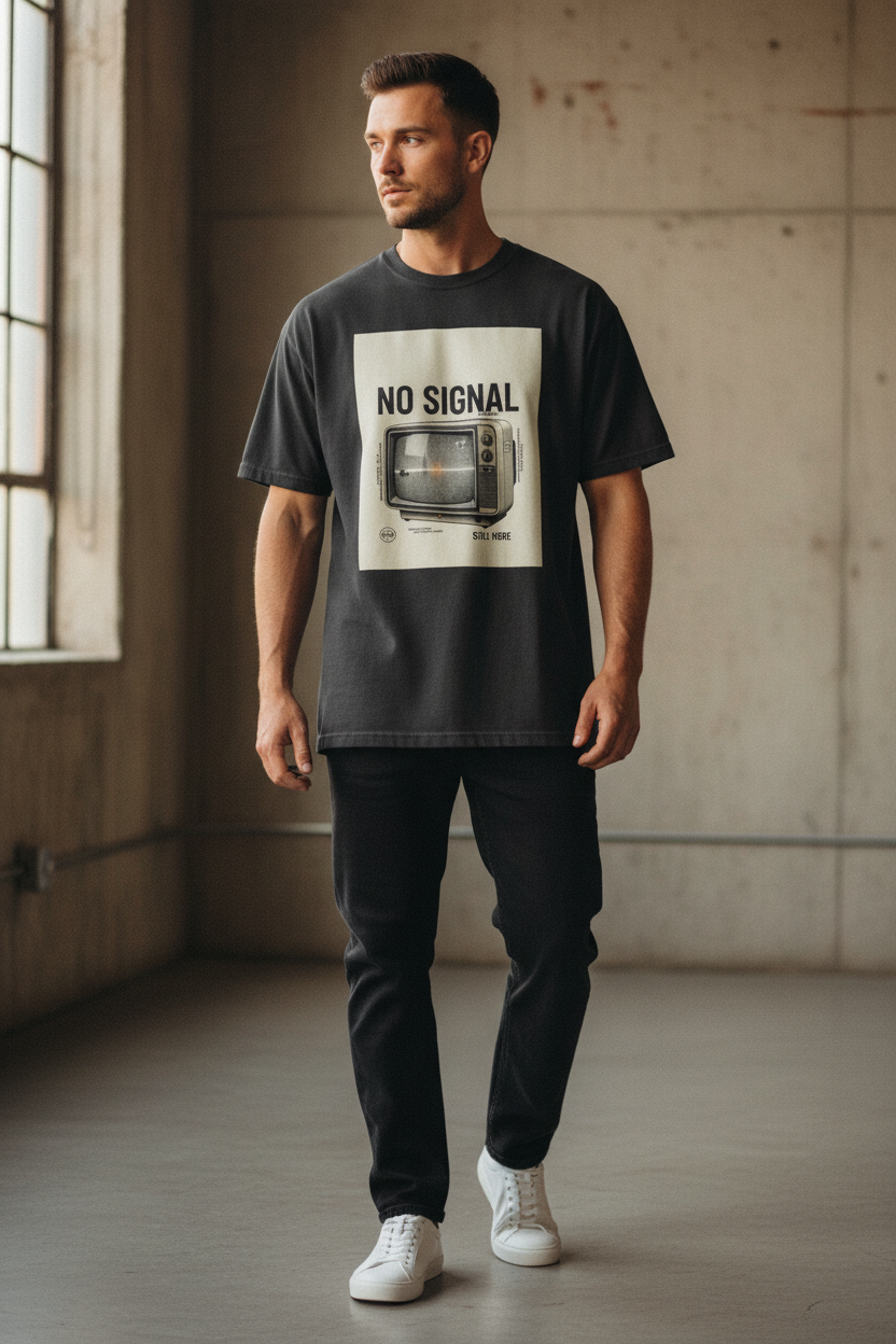 No Signal Tee — Male, Graphite