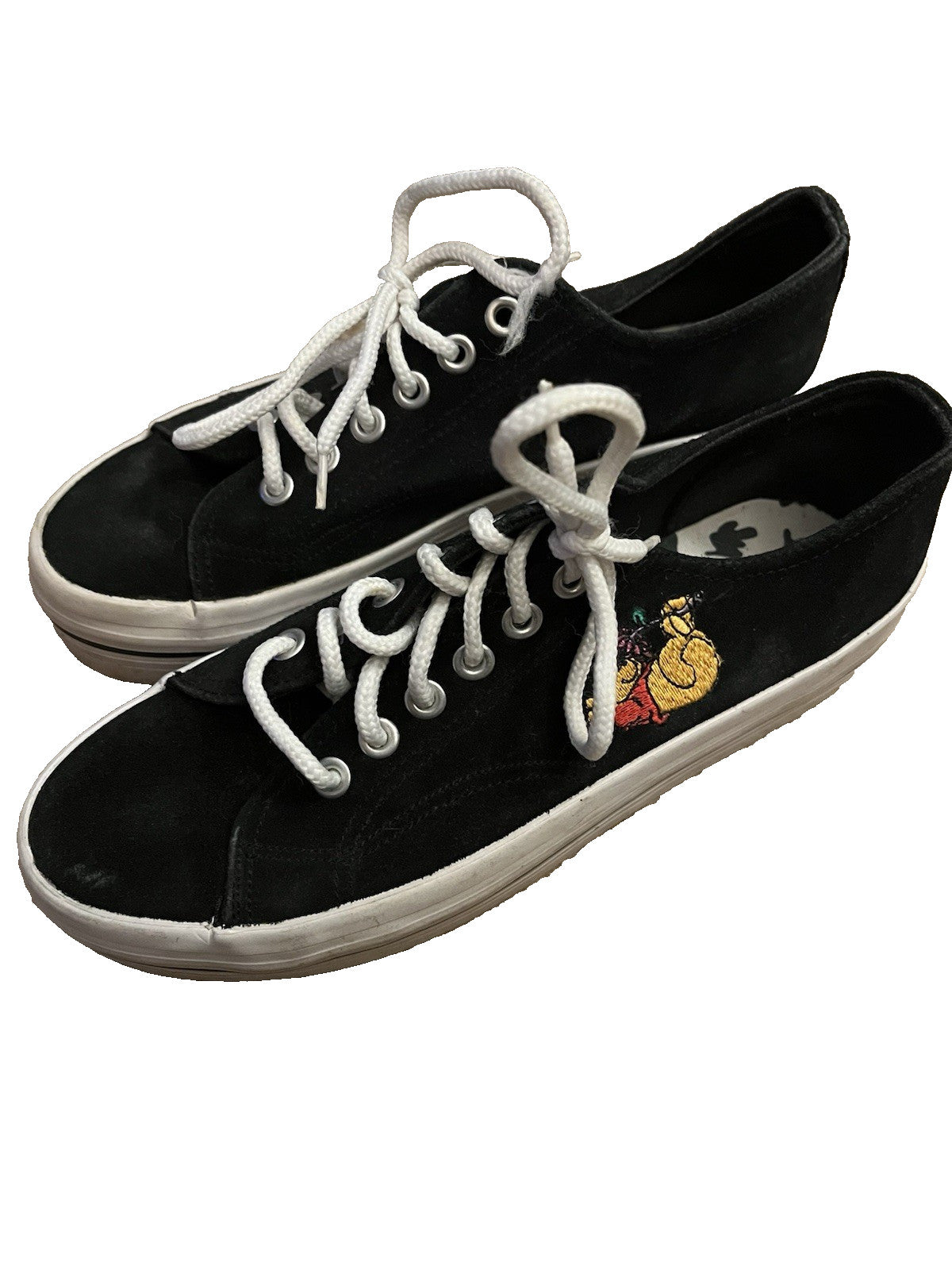 Disney Winnie the Pooh Black Platform Canvas Sneakers Vintage Y2K Embroidered W7