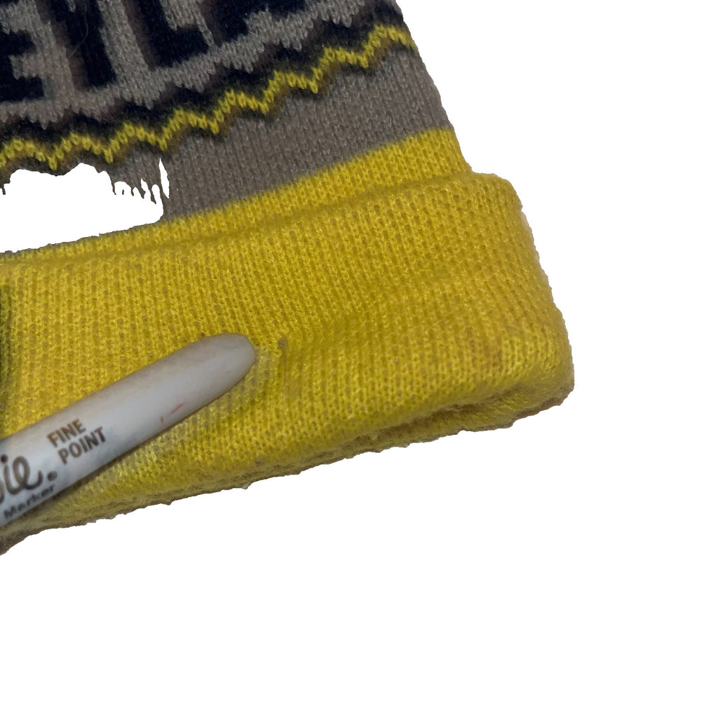 Disneyland Mickey Mouse Pom Beanie Gray Yellow Knit Winter Hat