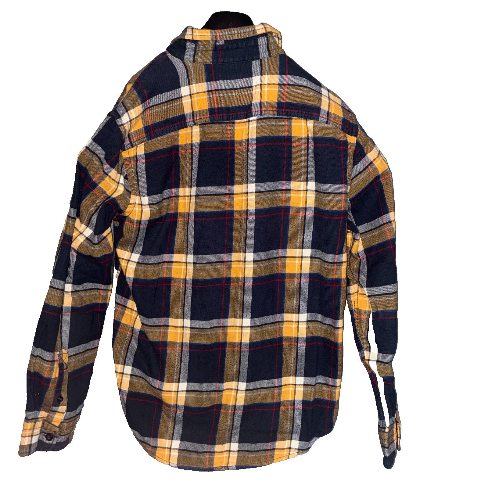 American Eagle Outfitters Plaid Flannel Shirt Navy Yellow  Red Medium