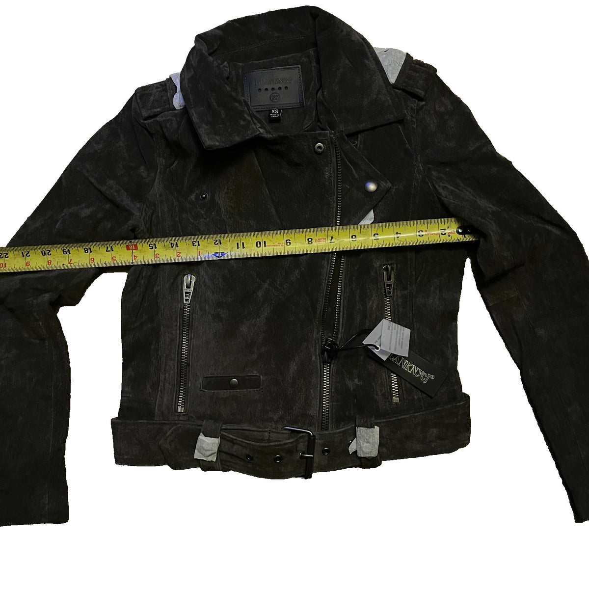 Blank NYC Motorcycle leather jacket Grey Suede- New with tags- womens size XS
