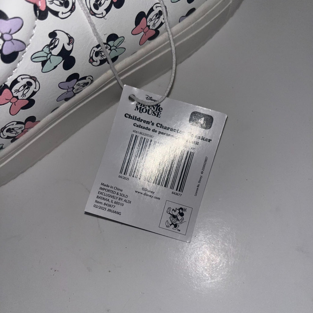 Disney Minnie Mouse White & Purple Sneakers Shoes Girls Size 4 NWT