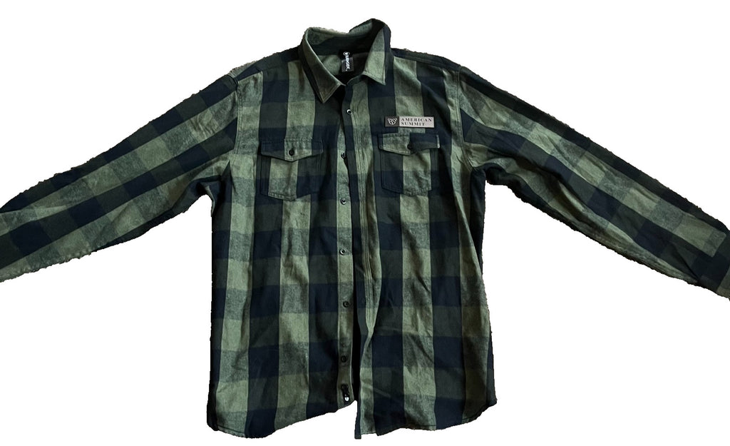 Burnside Flannel Shirt XL – Army Green/Black Plaid B8210