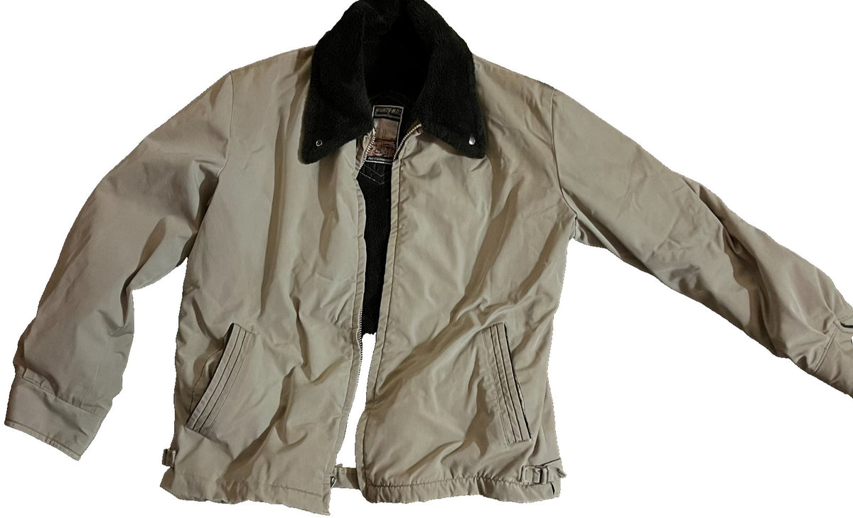Vintage Mighty Mac Tan Bomber Jacket Sherpa Collar 70s-80s Large 🇺🇸