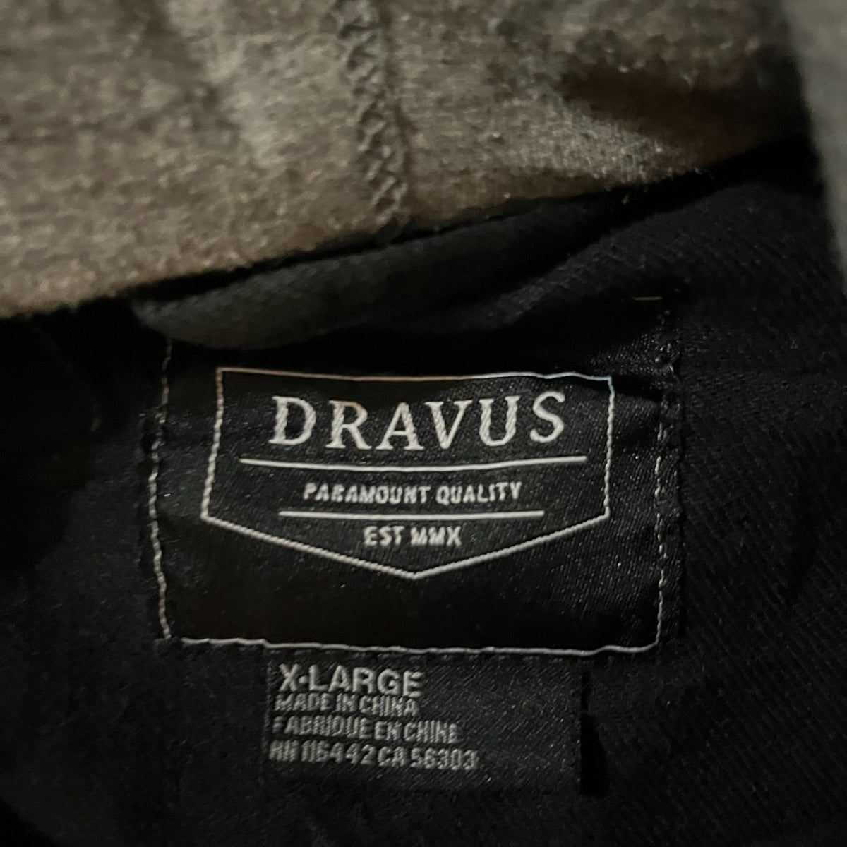 DRAVUS Hybrid Denim Trucker Jacket XL Denim Body w/ Fleece Sleeves & Hood