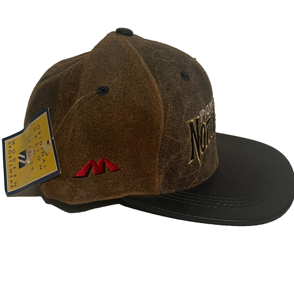 Vintage Notre Dame Fighting Irish Snapback Hat Genuine Leather Embroidered NWT