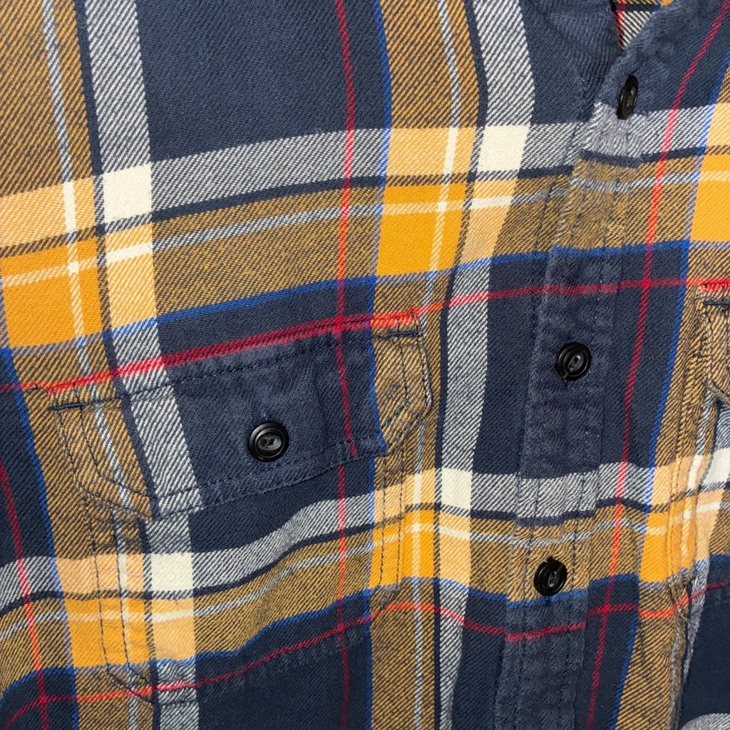 American Eagle Outfitters Plaid Flannel Shirt Navy Yellow  Red Medium