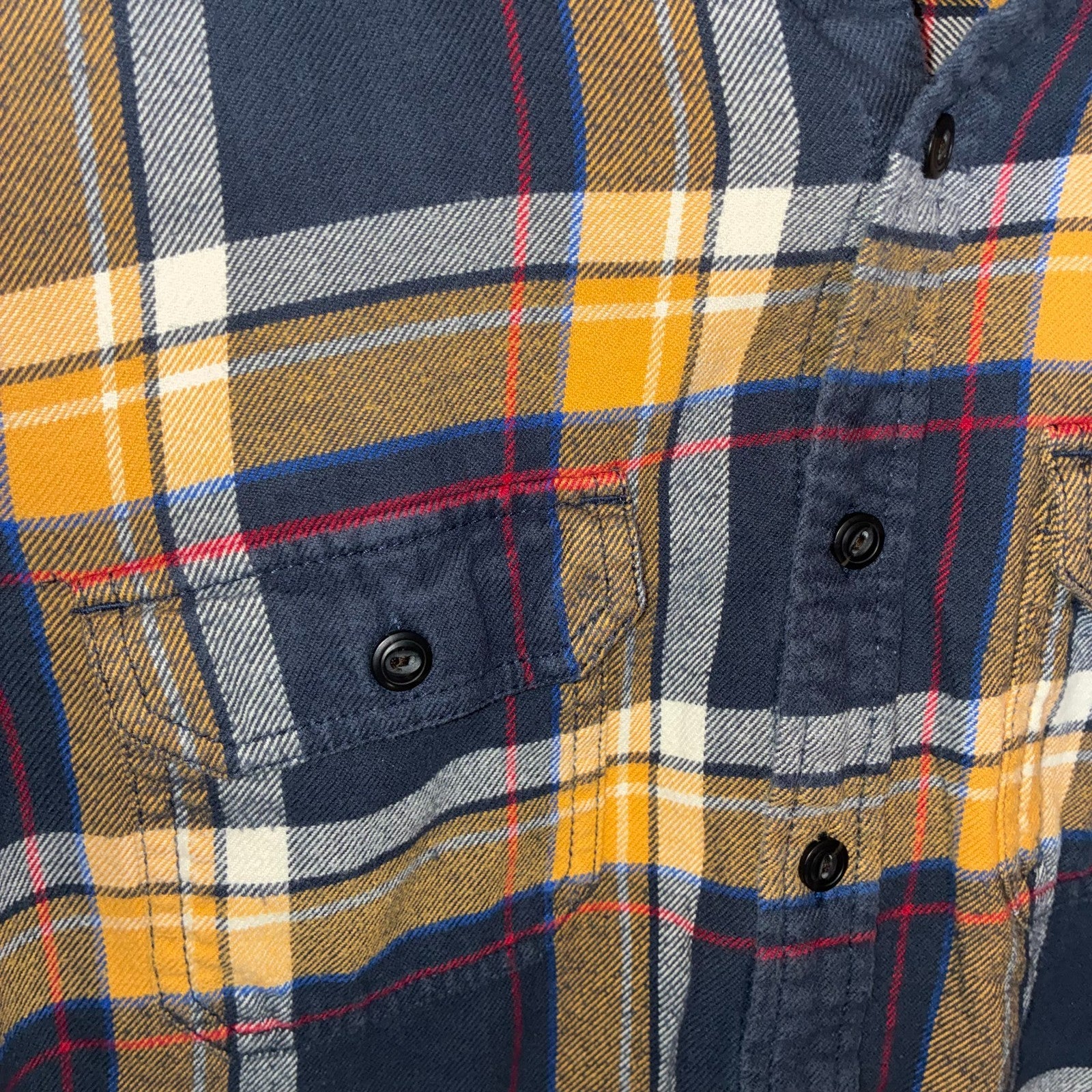 American Eagle Outfitters Plaid Flannel Shirt Navy Yellow  Red Medium
