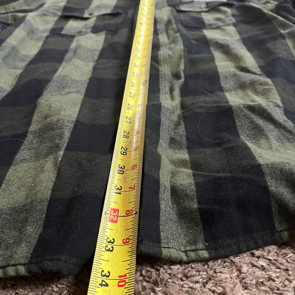 Burnside Flannel Shirt XL – Army Green/Black Plaid B8210