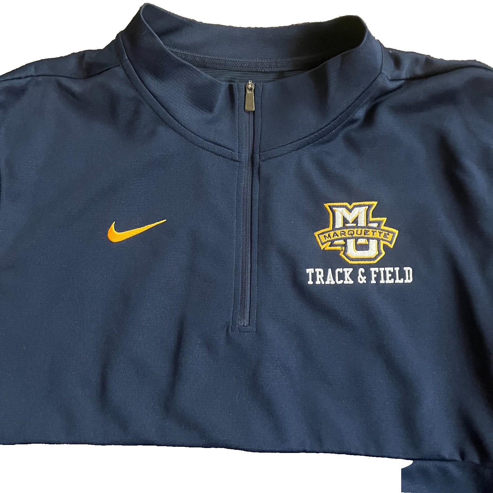 Nike Marquette Golden Eagles Track & Field 1/4 Zip Pullover Jacket XL – Navy