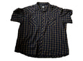 Wrangler Short-Sleeve Western Shirt 2XL – Blue/Black/Yellow Plaid Pearl Snap
