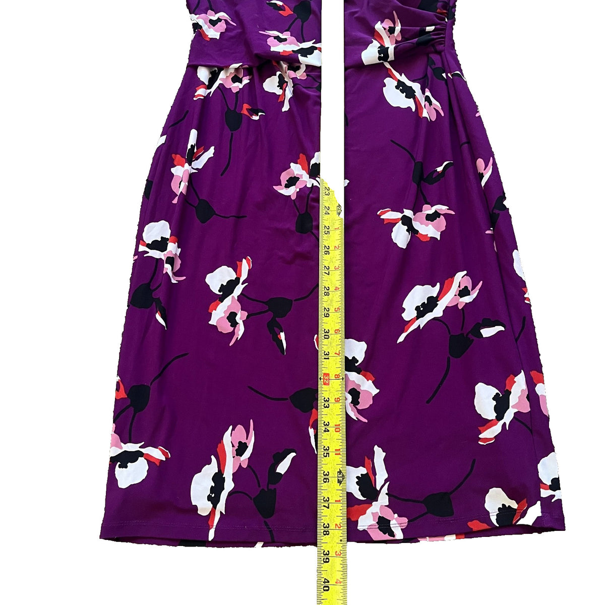 Lauren Ralph Lauren Size 8 Jersey Dress 3/4 Sleeve Passion Plum/Cream