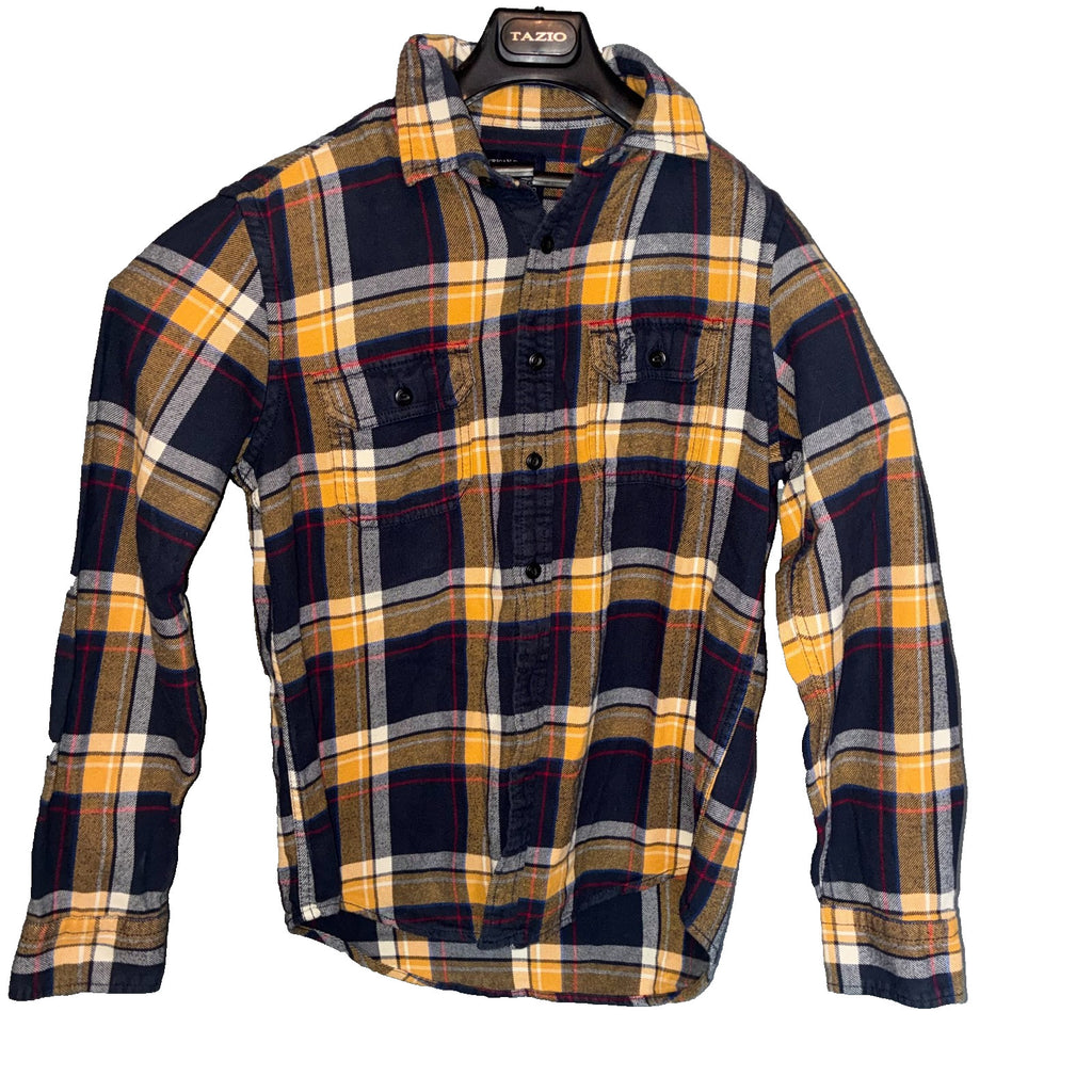 American Eagle Outfitters Plaid Flannel Shirt Navy Yellow  Red Medium